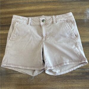 American Eagle Women Shorts Super Stretch Midi Flat Front Chino Pink Size 10